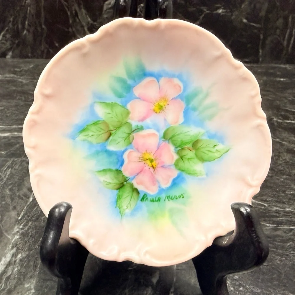 Decorative Floral Hand Painted Plate by Paula Means